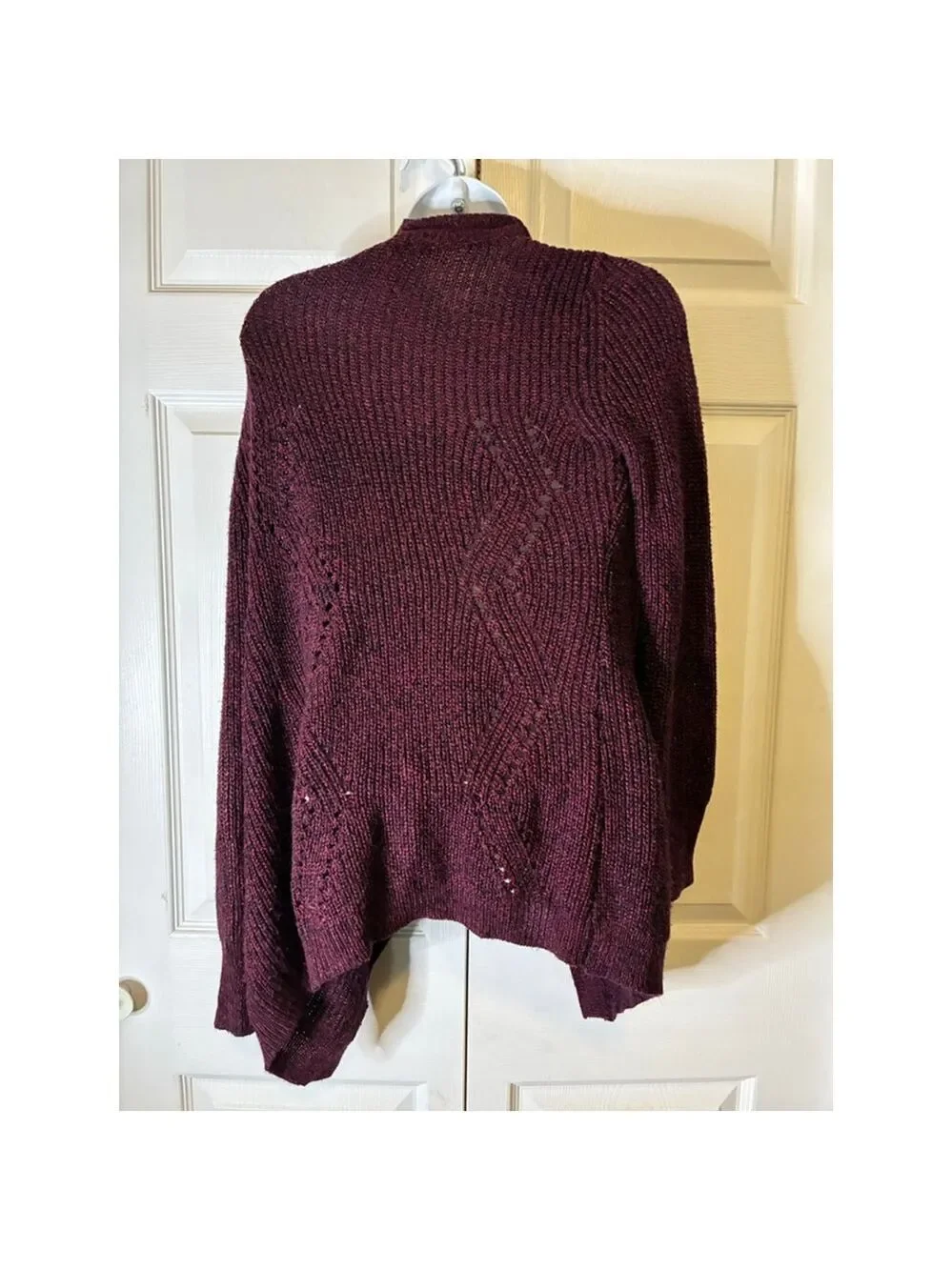 Women's Unbranded Burgundy Knit Draped Cardigan Sweater M